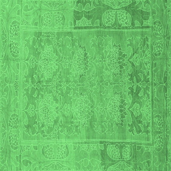 Ahgly Company Indoor Square Abstract Emerald Green Modern Area Rugs, 8' Square