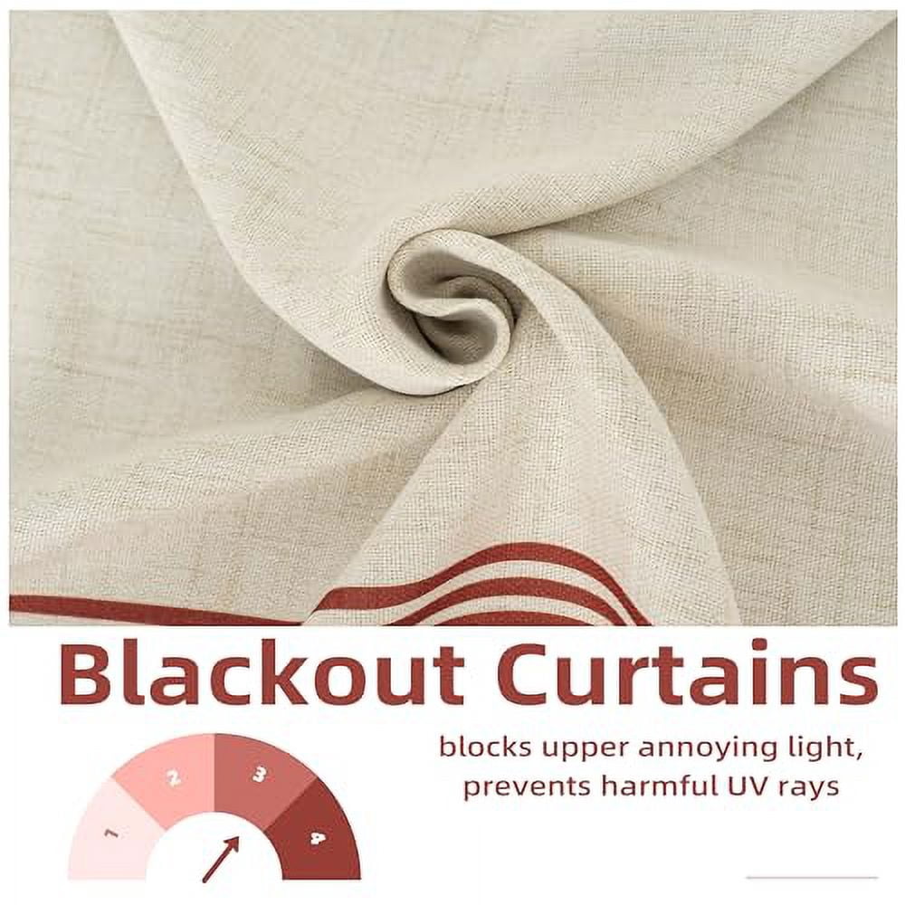 DriftAway Chris Vertical Striped Pattern Linen Blend Lined Thermal Insulated Blackout and Room Darkening Grommet Linen Curtains for Farmhouse Printed, 2 Panels, 52" x 96", Cabana Red Stripe