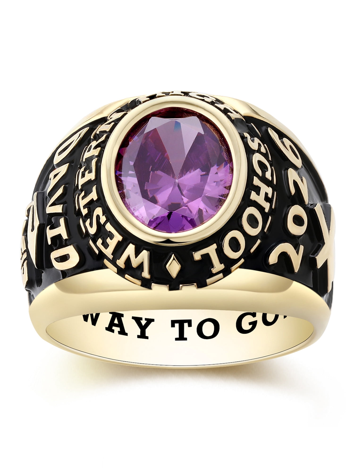 Mementos USA Custom X-Large Men's Class Rings 10kt Yellow Gold for High School and College