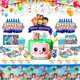 thumbnail image 1 of Cocomelon Family Birthday Party Supplies Kids Decor Plate Mantel Banner Sombrero para niños Familia LingWen 9024715814401, 1 of 1