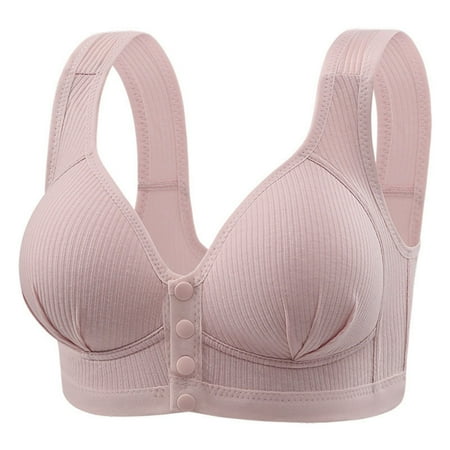 Black of Friday Deal Clearance Staron Front Close Bras for Women No Underwire Front Closure Bra Comfortable Stretch Bra Wireless Front Button Bras Plus Size Bra