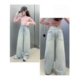 thumbnail image 5 of TOOYOU Girls Jeans Demin Pants Fashion Cute Personality Elastic Waist Wide Leg Demin Pants With Pockets Versatile Straight-Leg Pants Classic Trousers For Girls Size 4-5 Years Blue, 5 of 9