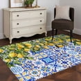 thumbnail image 3 of Lemons Area Rugs 4x6 ft National Style Summer Lemon Blue Floral Texture Washable Rug Non Slip Indoor Carpet Absorbent Floor Mat for Living Room Bedroom Dining Room, 3 of 9