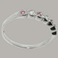 thumbnail image 4 of LBG British Made 925 Sterling Silver Natural Diamond & Pink Tourmaline Womens Promise Ring - 33 size options - Size 4.5, 4 of 9