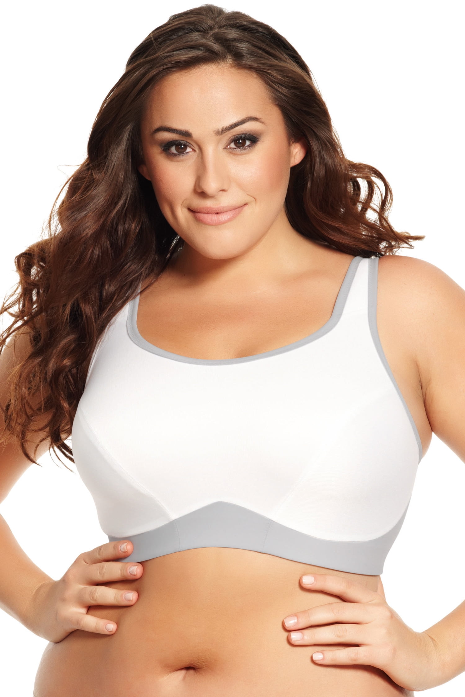 Goddess Sports Women`s Plus-Size Soft Cup Bra, 34G, WHITE