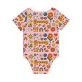 thumbnail image 2 of Daiia Retro 70s Hippie Printed Unisex-Baby Short Sleeve Onesies Bodysuits Baby Climbing Clothes Soft and Comfortable Romper with Expandable Shoulder Design-2 Years, 2 of 8