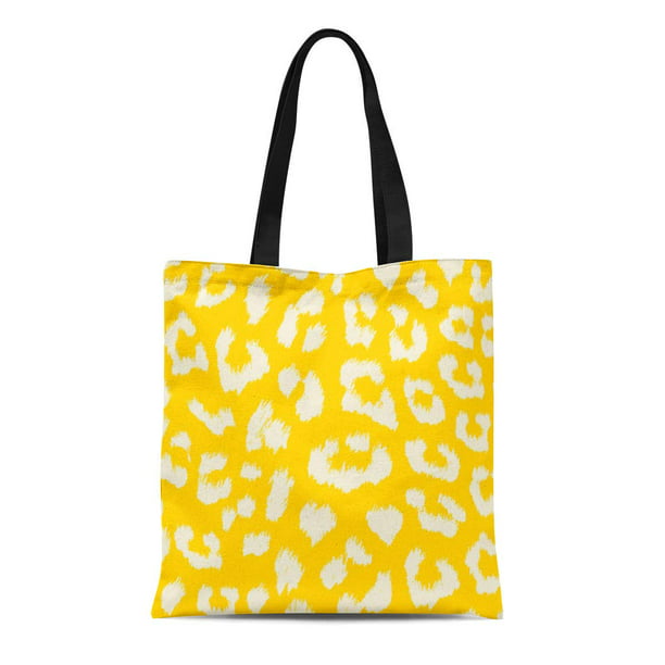 ASHLEIGH Canvas Tote Bag Cat Butter Yellow Leopard Reversible Spots ...
