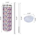 thumbnail image 3 of Alice in Wonderland 20 Oz Skinny Tumbler, Fantasy World Concept Hand-Drawn Caterpillar Cat Rabbit, Leak-Proof Straw Lid and Brush Vacuum Insulated for Outdoor Use, Multicolor, 3 of 6