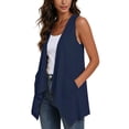 thumbnail image 6 of Womens Draped Cardigans Lightweight Sleeveless Open Front Duster Summer Casual Vest Jacket with Pockets (M, Navy), 6 of 7