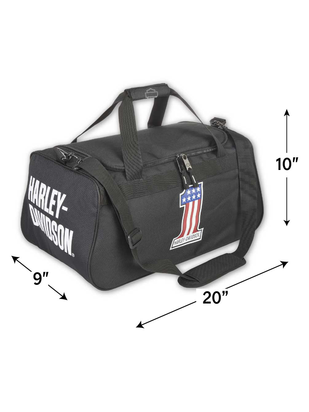 Harley-Davidson #1 RWB Logo Sports Duffel Bag w/ Strap - Black 99418-NUMBER1, Harley Davidson
