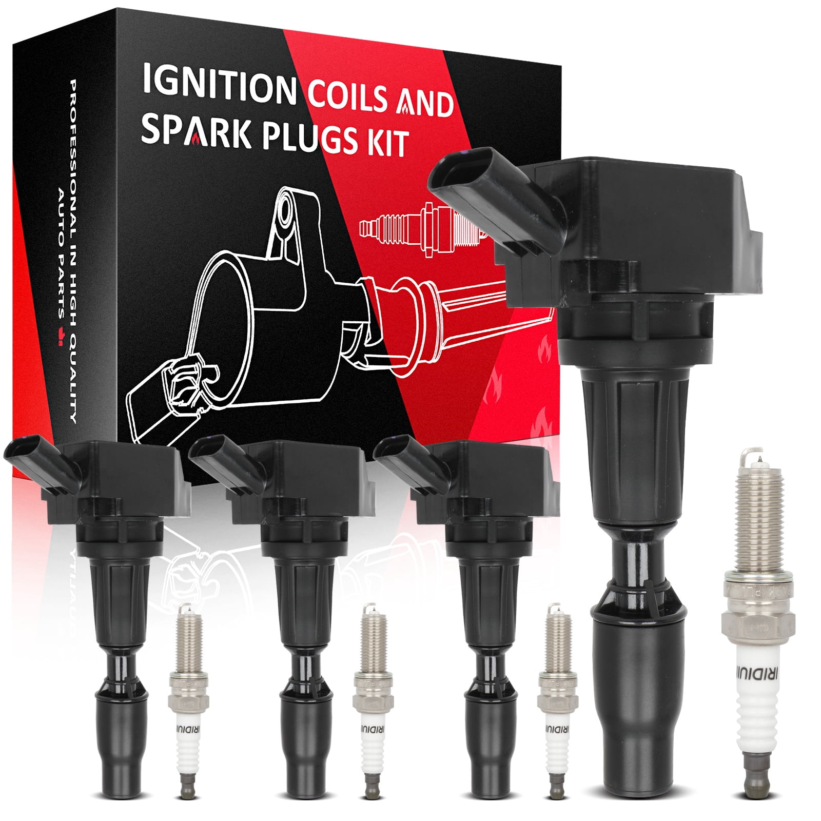 ECCPP 4 ignition coils with 4 iridium Spark Plugs,UF764,for Hyundai Sonata 2015-2019,Santa Fe Sport 2016-2018,Tucson 2018-2020 &,for kia Optima 2016-2020,Sorento,for Sportage,RondoGN10730