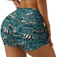 thumbnail image 2 of Sigee Modern Excavator Print Women's High Waist Workout Shorts - Squat Proof, Tummy Control, Yoga and Gym Activewear-Small, 2 of 9