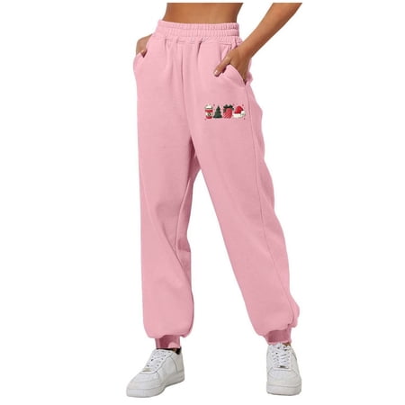 Wyobmus Women s Cinch Bottom Sport Pants Fashion High Waisted Joggers Pants Athletic Clothes With Pockets B-Pink