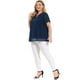 thumbnail image 3 of Women's Plus Size Blouses Pin Dots Round Neck Cute Basic Top Navy Blue 4X, 3 of 7