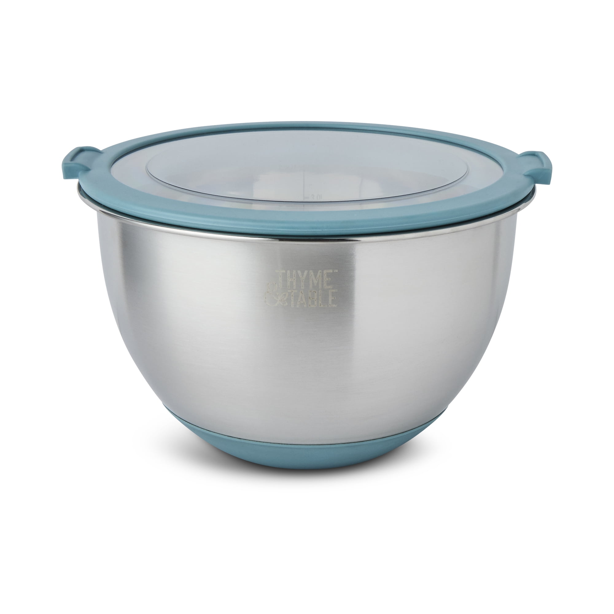 Thyme & Table 6-Piece Nesting Mixing Bowl Set with Easy Grip Transparent Lids - Blue