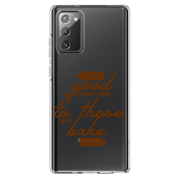 DistinctInk Clear Shockproof Hybrid Case for Galaxy Note 20 ULTRA (6.9" Screen) - TPU Bumper Acrylic Back Tempered Glass Screen Protector - Good Things Come to Those Who Bake