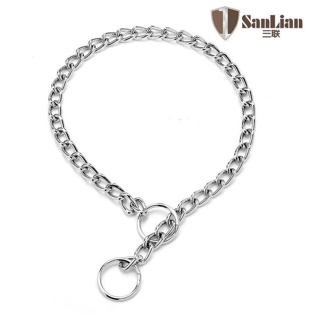Collar de perro Collar de estrangulamiento ajustable Cadena de metal de acero sólido para perros pequeños, medianos y grandes (Plata, L-3,5 mm × 60 cm)