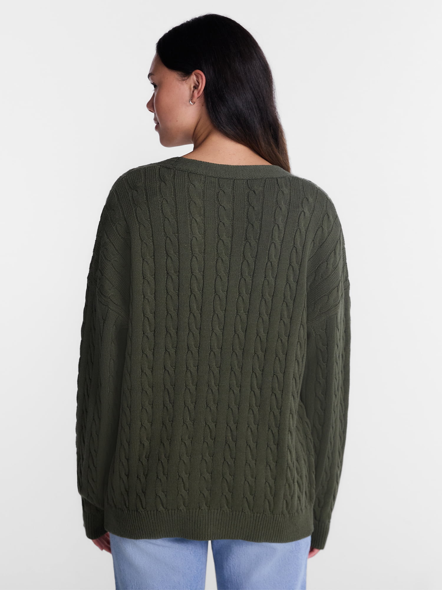 No Boundaries Cable Knit Grandpa Cardigan, Women's and Women's Plus XXS-4X