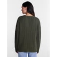 thumbnail image 3 of No Boundaries Cable Knit Grandpa Cardigan, Women's and Women's Plus XXS-4X, 3 of 5