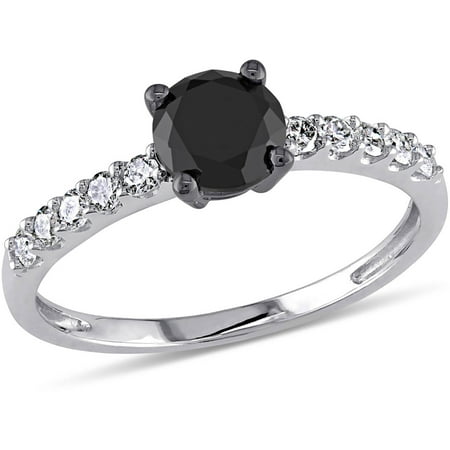 1 Carat T.W. Black and White Diamond Fashion Ring in 10kt White Gold (5.5mm)