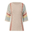 thumbnail image 5 of Letdown Womens 3/4 Sleeve Striped Lightweight Knit Sweaters Spring Summer Casual Crewneck Trendy Boho Tops Pullover Cover Ups, 5 of 5