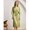 Green, variant on Womens Green Satin-Like Jacquard Robe With Lace Trim And Tie Waist