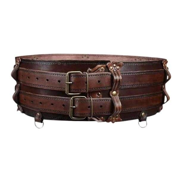 Cinturón de corsé de cuero para mujer, ajustable, accesorio de disfraz, decorativo bajo el busto Marrón