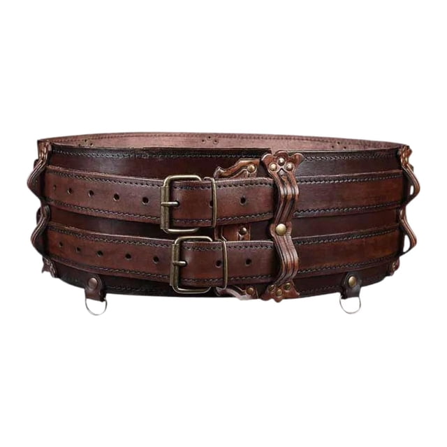 Cinturón de corsé de cuero para mujer, accesorio de disfraz, cinturón ancho y cómodo para la cintura. Marrón