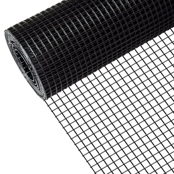 Zevemomo 48" x 50' 1/2inch Hardware Cloth Black Vinyl Coated Chicken Wire Fence PVC Galvanized Welded Mesh Roll for Home Garden Rabbit Cage