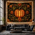 thumbnail image 6 of Ornate Pumpkin with Floral Vines Against Dark Background, Majestic Illustration for Nature Lovers, Botanical Wall Art, Thanksgiving Gift, Tapestry Wall Hanging for Bedroom and Living Room, 6 of 7