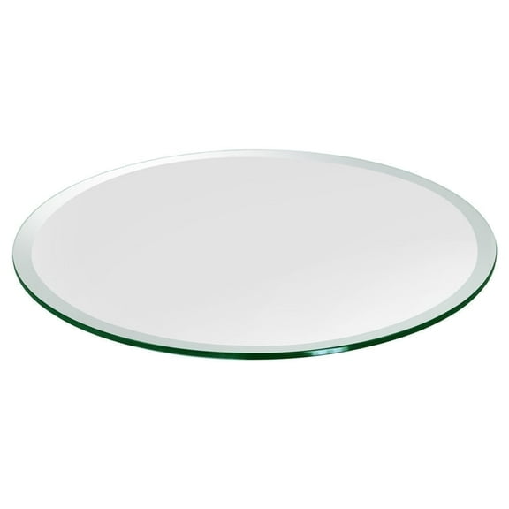 Dulles Glass 20" Round Table Top 1/2" Thick, Beveled Polished Tempered Glass for Indoor Dining or Outdoor Patio, 14 Pounds
