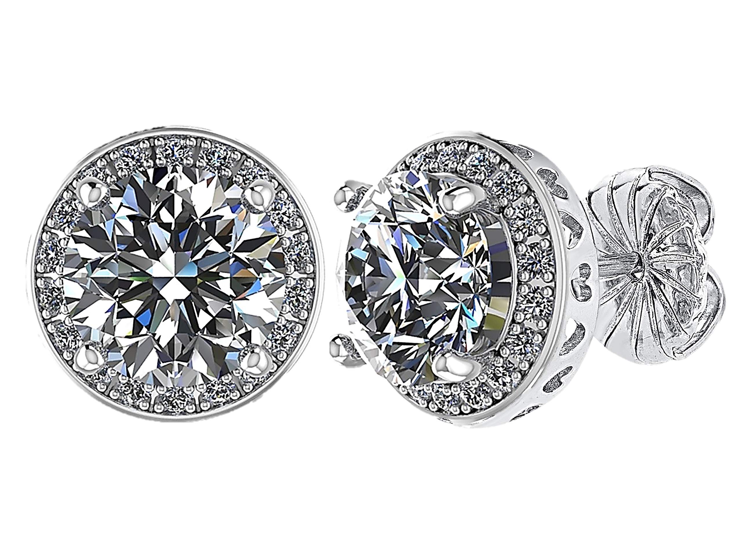 Bridesmaid Gift FREE SHIPPING Beautiful 5 Pairs Halo Style Fine Quality Cubic Zirconia Stud Earrings In Sterling Silver Ready To Ship