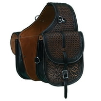 Leather Saddle Bag Black Single Strap Tooled Saddle Bag