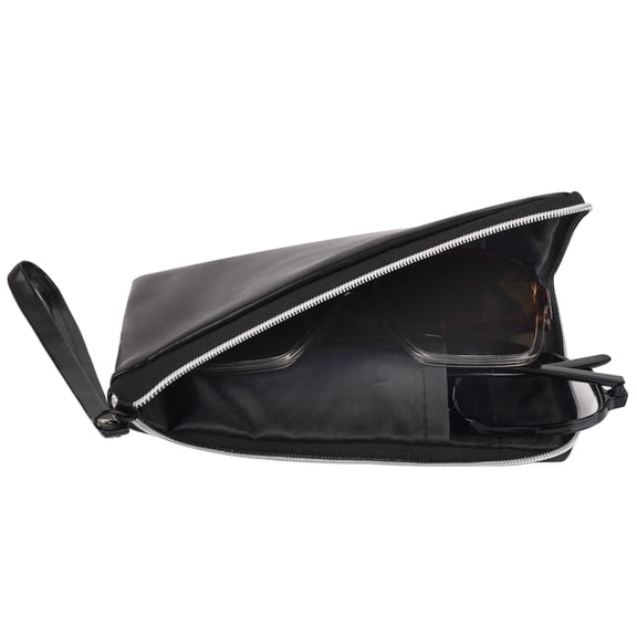 Linkidea Oversized Sunglasses Pouch, Large Frame Glasses Pouch for Sunglass, Eyeglasses Travel Bag Compatible with RB Double Bridge Round/Drifter Square/Aviator (Black)