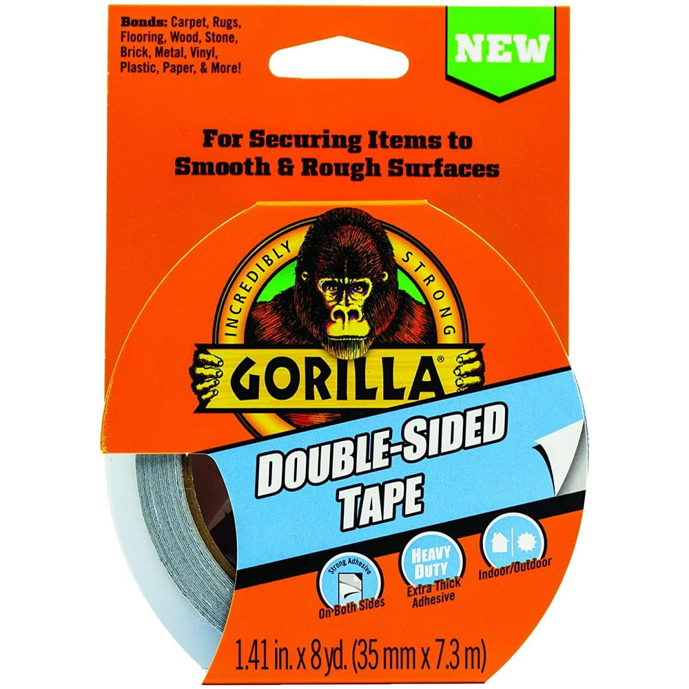 Gorilla DoubleSided Tape, 1.41" x 8yd, Gray, (Pack of 1),100925