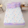 thumbnail image 4 of Manfei Kawaii Ringed Planets Zipper Twin Comforter Sets with Fitted Sheet and 2 Pillowcases,Cute Clouds Zipper Bedding Set,Pink Purple,Colorful Stars Reversible,4pcs, 4 of 8