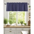 thumbnail image 2 of Geometric Line Valances for Windows Yellow Border Indigo Blue Background Valance Rod Pocket Light Filtering Short Window Treatments Curtains for Kitchen Bathroom Living Room Bedroom, 42 x 12 Inch, 2 of 7