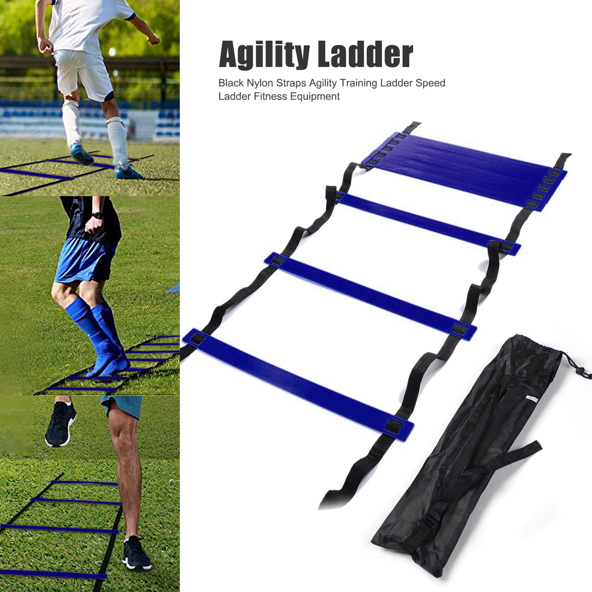 16 Rung  Speed Training Ladder Footwork Fitness Football Exercise Bag 