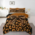 thumbnail image 1 of Erosebridal Leopard Print Bow Bedding Full Comforter Set, Brown Cheetah Print Down Comforter, Bowknot Bedroom Decor, Reversible 3pcs, 1 of 7