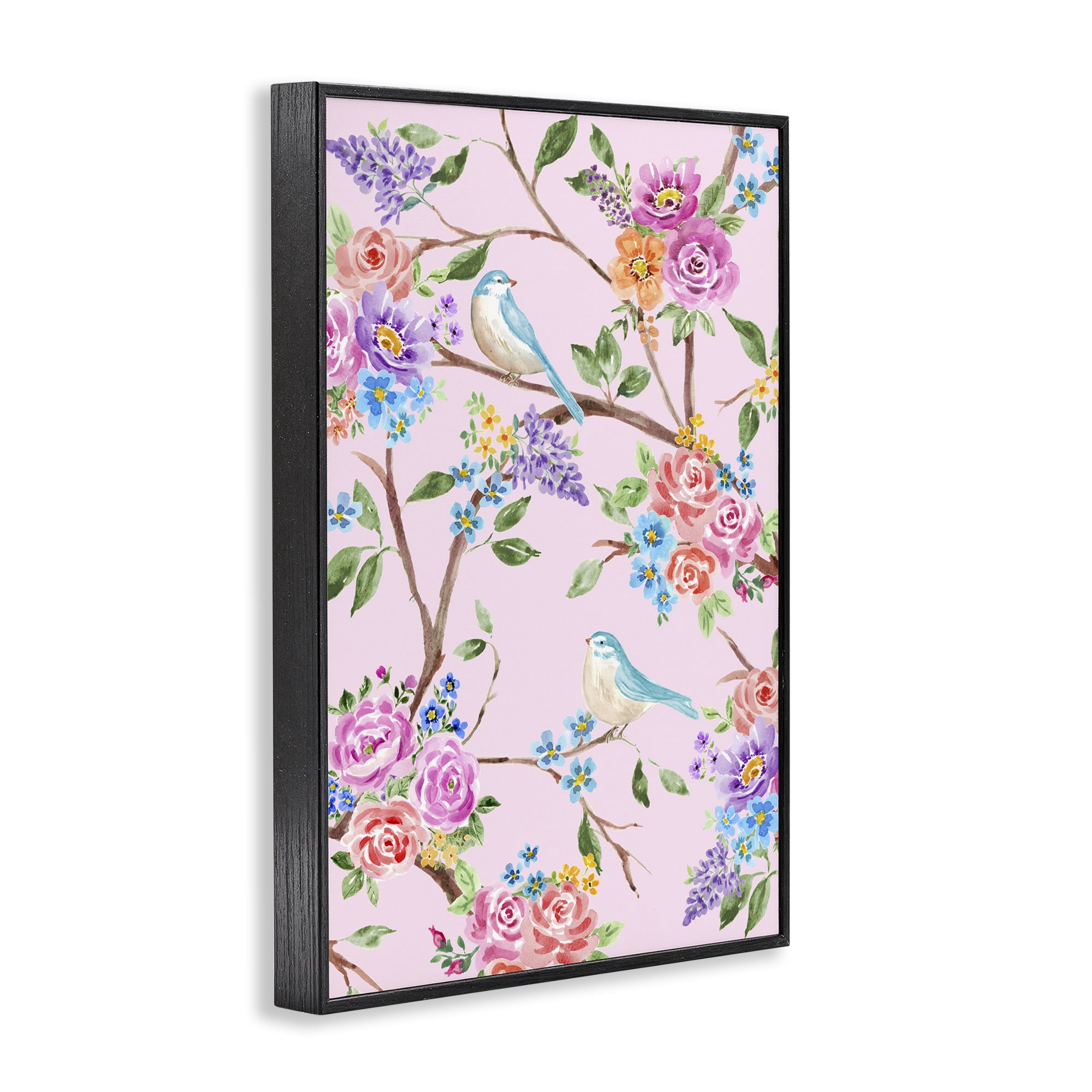 Stupell Industries Pink & Blue Spring Florals Black Framed Giclee Art, design by Corinne Haig