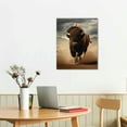 thumbnail image 3 of ONETECH Brown Bison Running, Wildlife Artistic Wall Art, Framed Canvas Print, Wildlife Wall Hang, Wildlife Art Print, Brown Bison Wall Art, Watercolor, Decor, 3 of 5