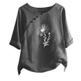 thumbnail image 1 of Blouses pour Femmes T-shirt Imprimé Manches Courtes Blouse Col Rond Hauts Décontractés, 1 of 1