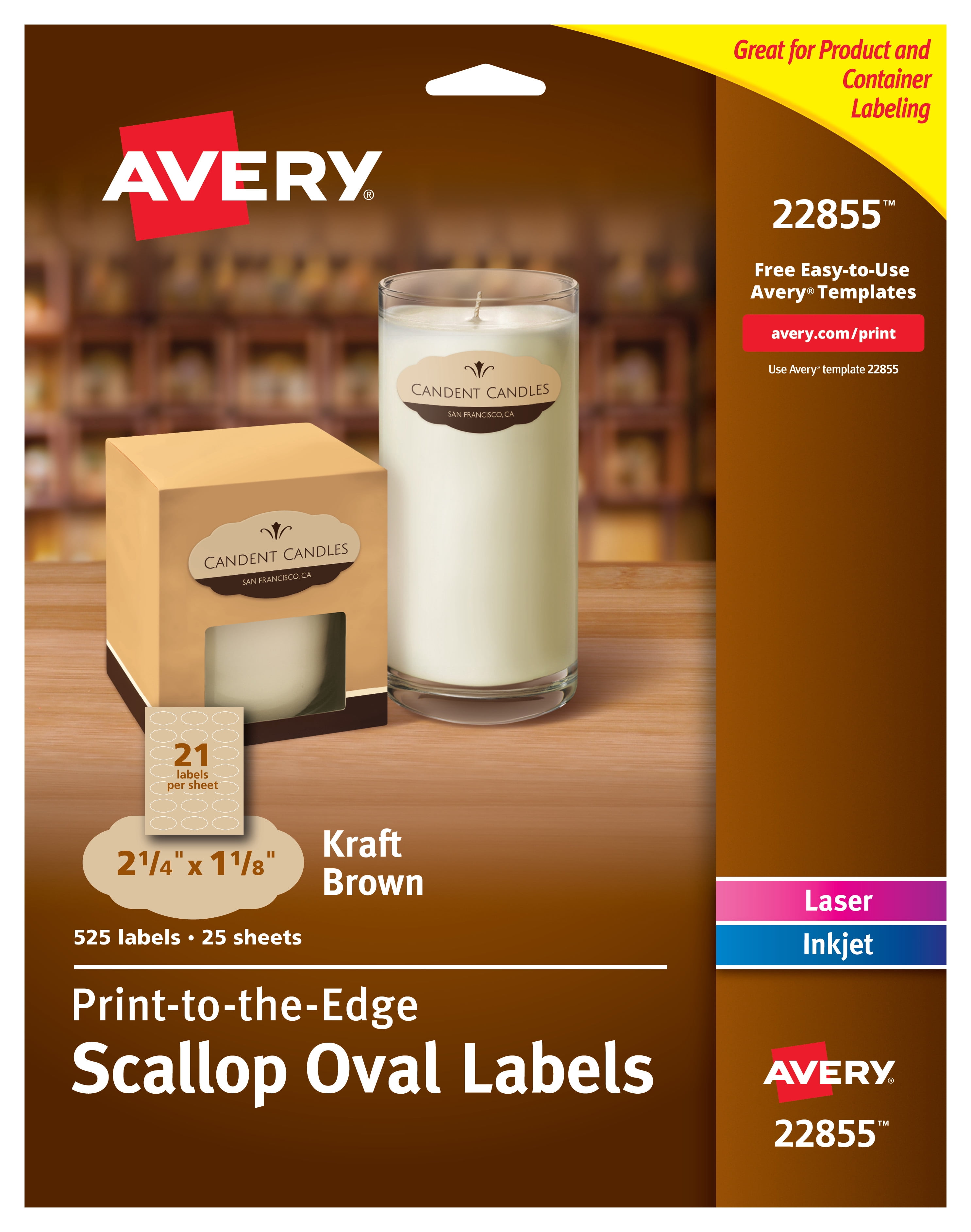 Avery Oval Labels Print To The Edge Permanent Adhesive Kraft Brown