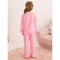 thumbnail image 6 of Usaibhir Toddler Kids Baby Girl Solid Pjs Ruffle Long Sleeve Button Shirt Top and Pants Cotton 2Piece Pajamas Set 18M-6T, 6 of 11