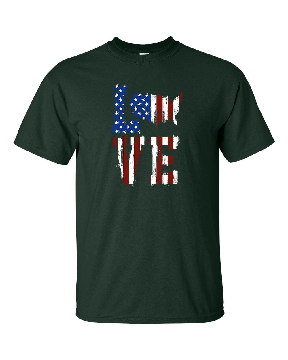 Love America United States Outline Unisex Adult Short Sleeve T-shirt