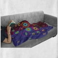 thumbnail image 6 of Trippy Soft Flannel Fleece Throw Blanket, Funny Geometric Circle and Square Shaped Tree Branches Vibrant Retro Art Image, Cozy Plush for Indoor and Outdoor Use, 50" x 70", Purple Maroon, by Ambesonne, 6 of 6