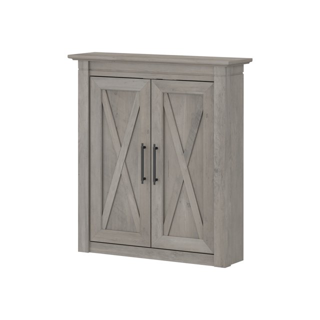 Bush Furniture Key West Storage Cabinet with 3 Shelves and 2 Doors, Driftwood Gray