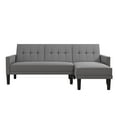 DHP Hudson Small Space Sectional Sofa Futon, Grey Linen