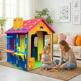 thumbnail image 5 of Infans Kids EVA Foam Playhouse w/Roof, Chimney, Windows & Doorways for Creative Play, 5 of 7