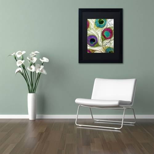 Trademark Fine Art "Peacock Feathers I" Canvas Art by Color Bakery Black Matte, Black Frame